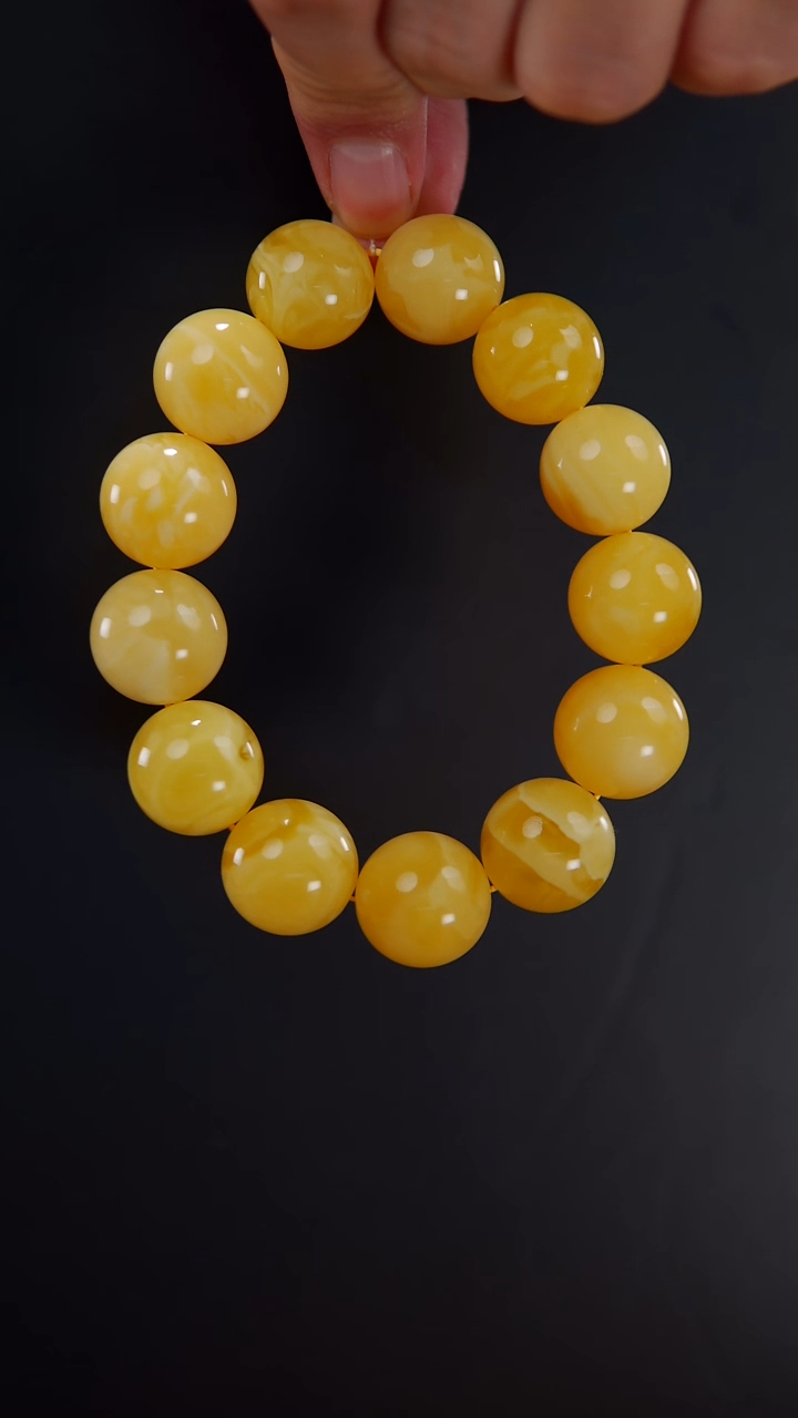 【闪购商品】蜜蜡手链未镶嵌焦皮料圆珠手串47.06