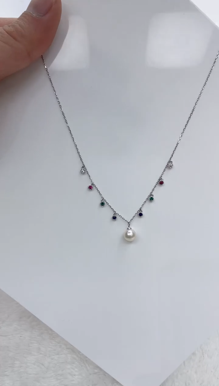 【闪购商品】海水珍珠颈饰银S925镶嵌海水珍珠项链