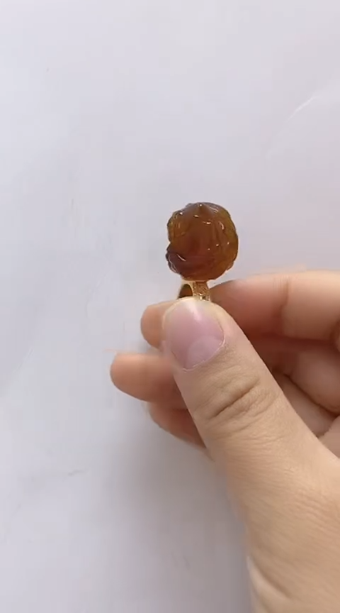 【闪购商品】琥珀裸石银S925镶嵌琥珀戒指