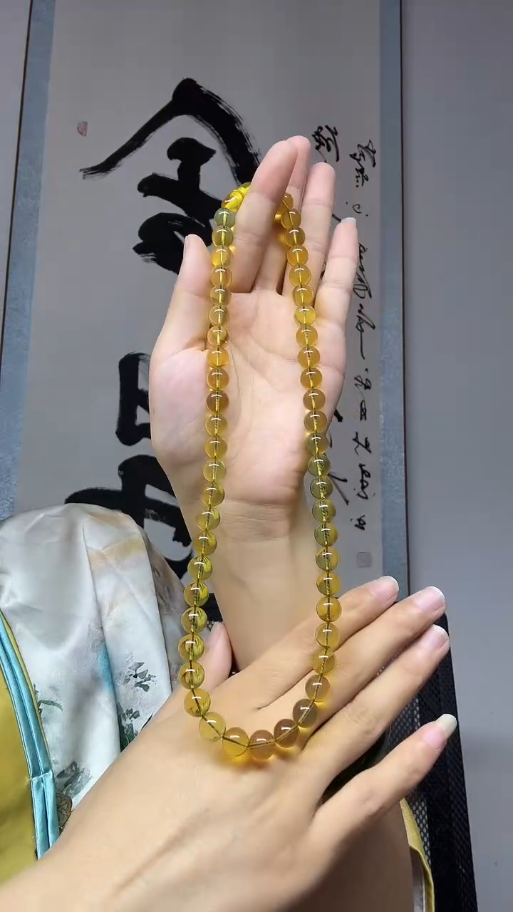 琥珀项链未镶嵌金蓝珀卡9