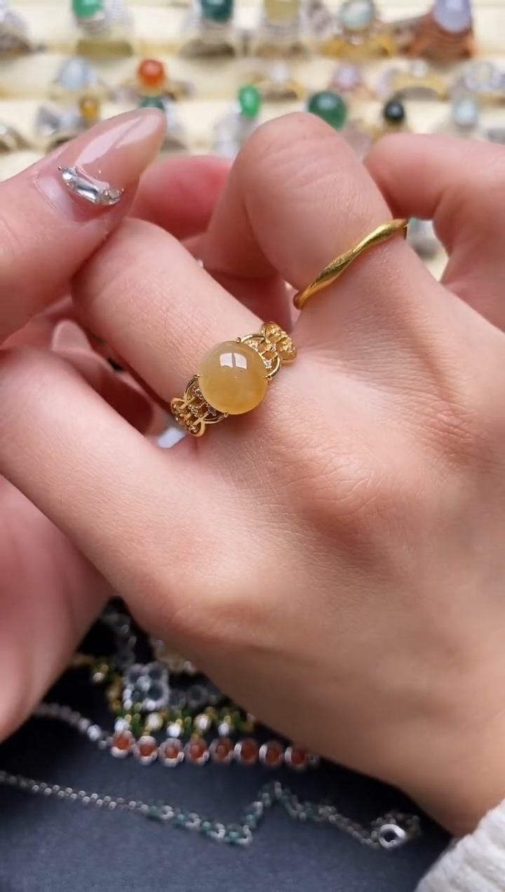 【闪购商品】翡翠戒指银S925镶嵌666666+1