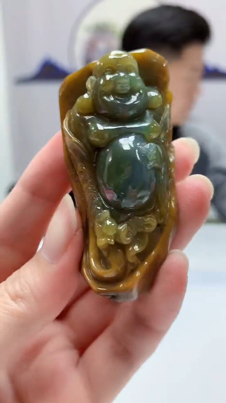 【闪购商品】定制翡翠未镶嵌4917zm-毛货挂件17佛公