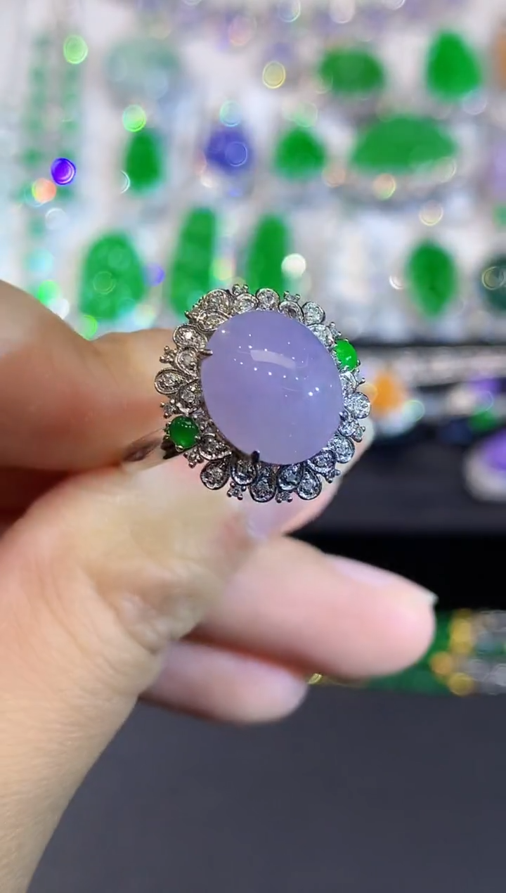 18K金镶嵌戒指翡翠SY多样性发其一