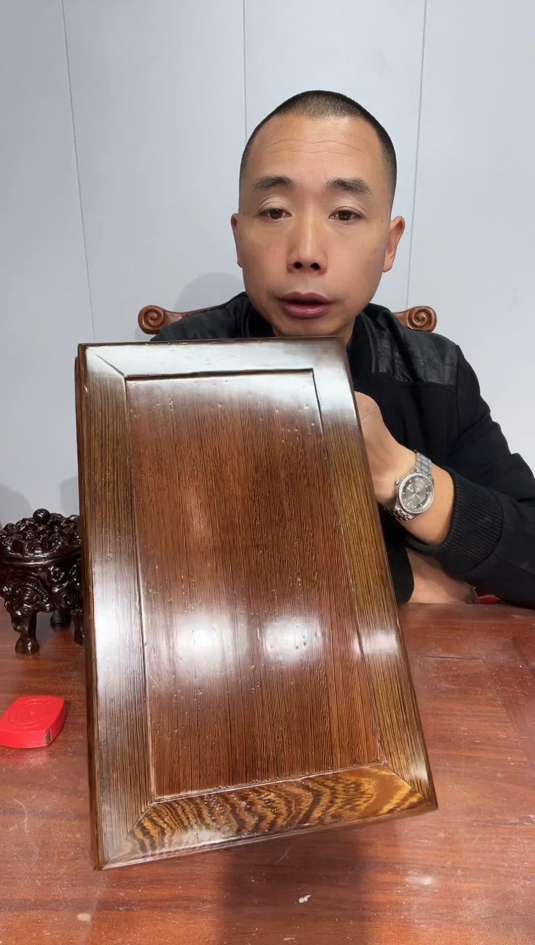 木鴻**頭微瑕疵处理款鸡翅木长方底座33*20*10