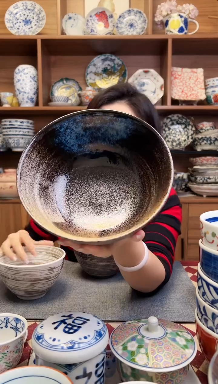 瓷片深山17cm四轮面碗