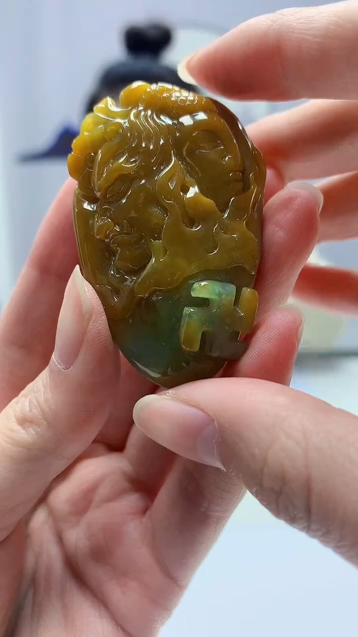 【闪购商品】定制翡翠未镶嵌4902zm-毛货挂件佛魔一念205