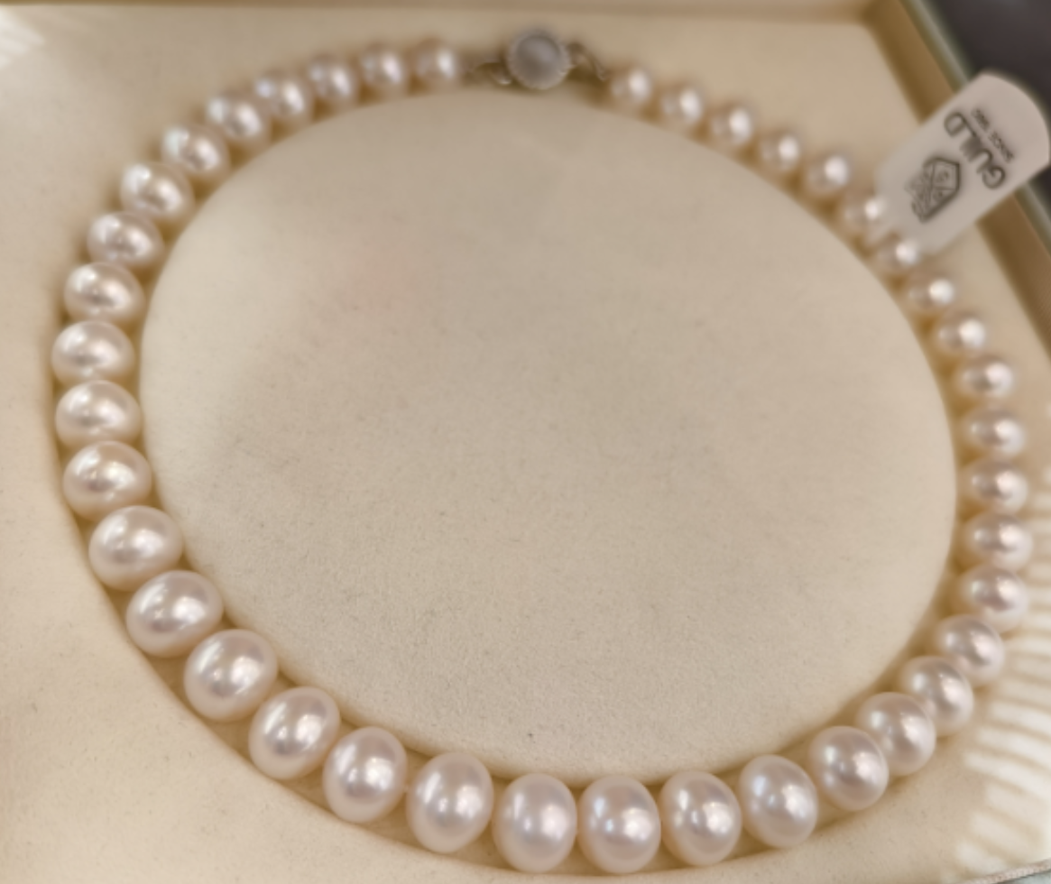 [十上珍珠]G196   s1441-S925银淡水珍珠无核项链带大证11-13mm
