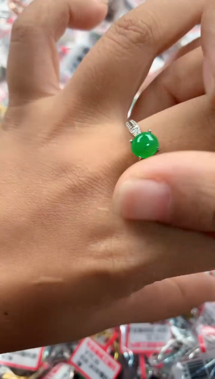 银S925镶嵌戒指翡翠111              4