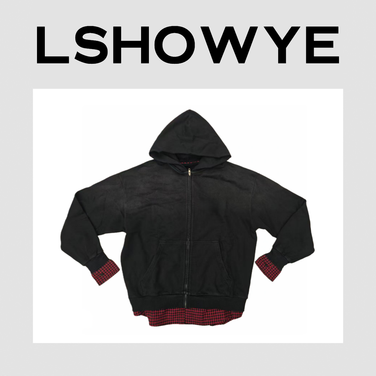 LSHOWYE｜针梭织拼接卫衣开衫 7FF365