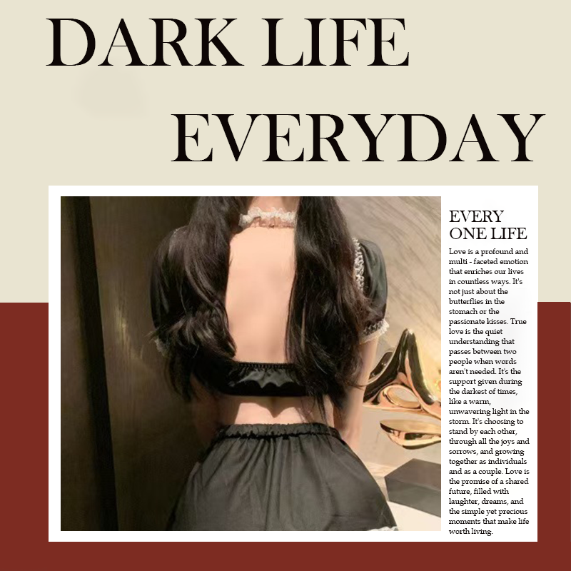 网红日系性感睡衣蕾丝镂空显瘦纯欲诱惑包臀战袍黑色甜美家居服