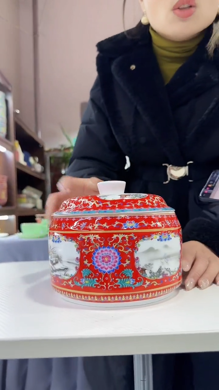 【闪购商品】瓷片茶叶罐储物罐1个景德镇餐具