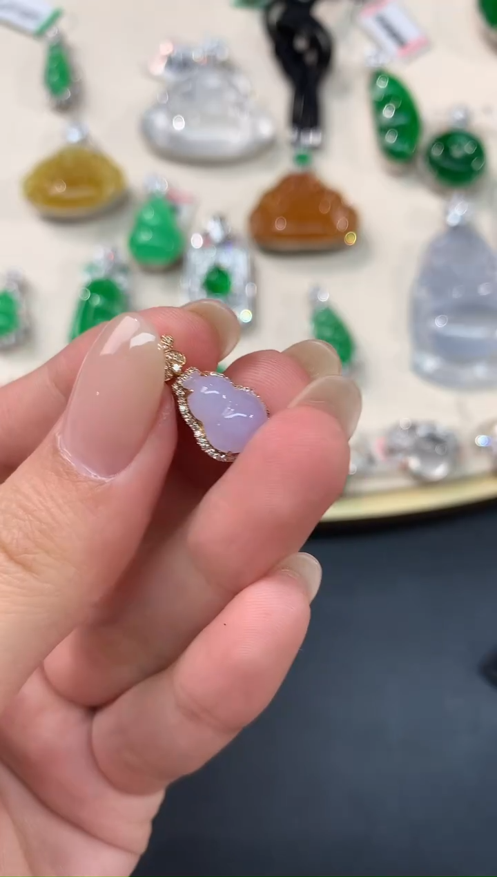 【闪购商品】翡翠吊坠(不含链)18K金镶嵌A182|2800