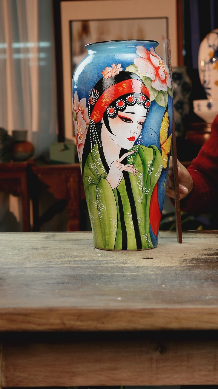 【闪购商品】瓷片景德镇纯手工釉下彩精品花瓶