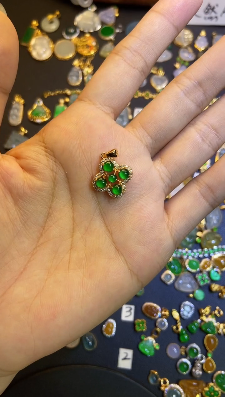 翡翠银S925镶嵌吊坠(不含链)1