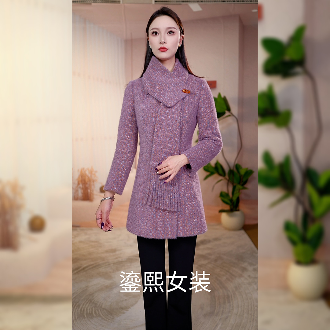 1【鎏熙女装】25A-858 时尚加棉外套修身洋气显档次女秋冬季外套