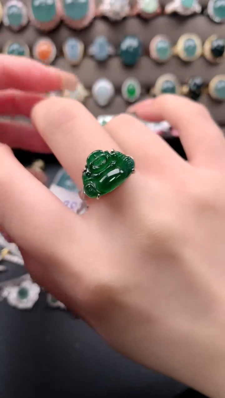 【闪购商品】翡翠戒指银S925镶嵌62414