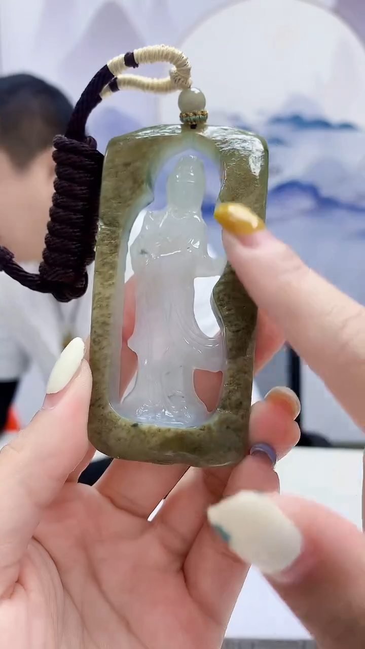 未镶嵌定制翡翠4898lr-毛货挂件50