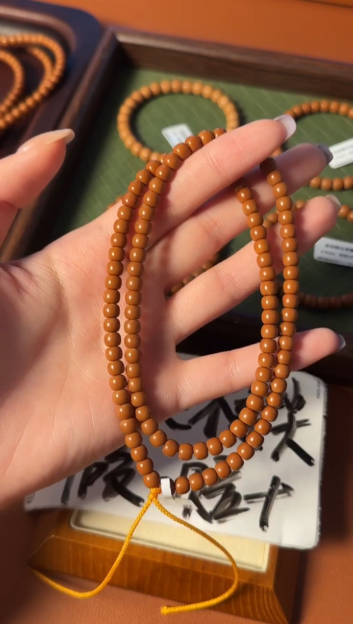 手串橄榄核【168核尖】6.1mm老挝核尖老型108三花面无白树王老料