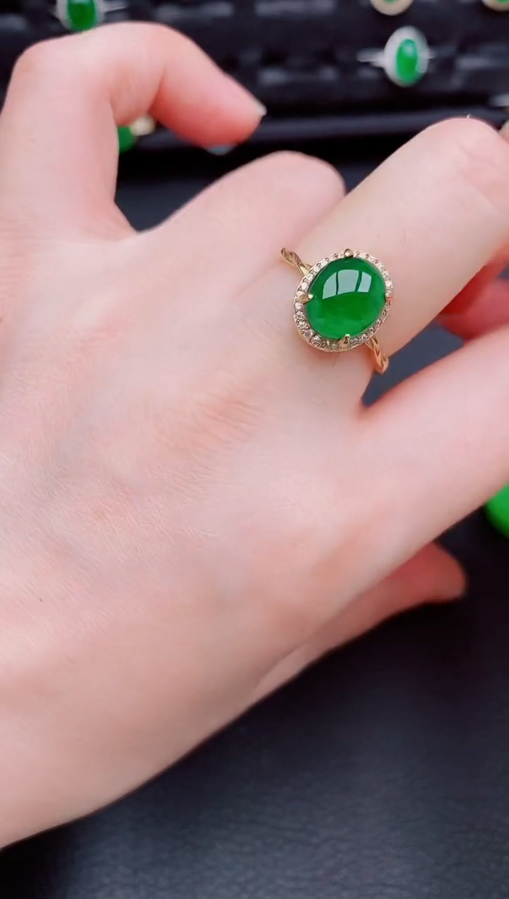 【闪购商品】翡翠戒指银S925镶嵌天然a货翡翠254