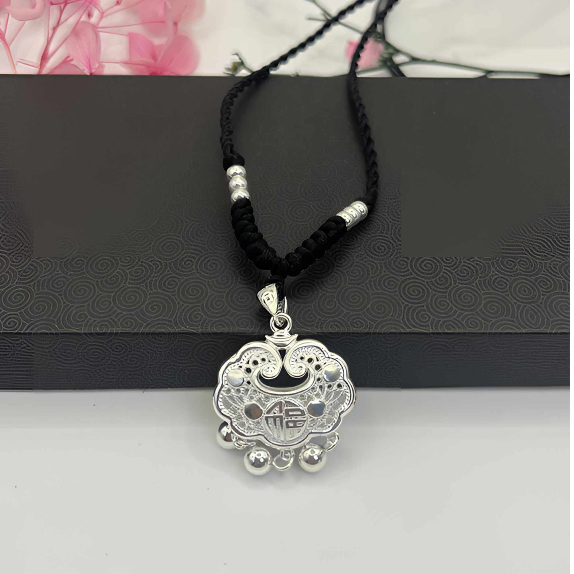 吊坠足银 阿乐专属-足银999福字长命锁纯银吊坠 