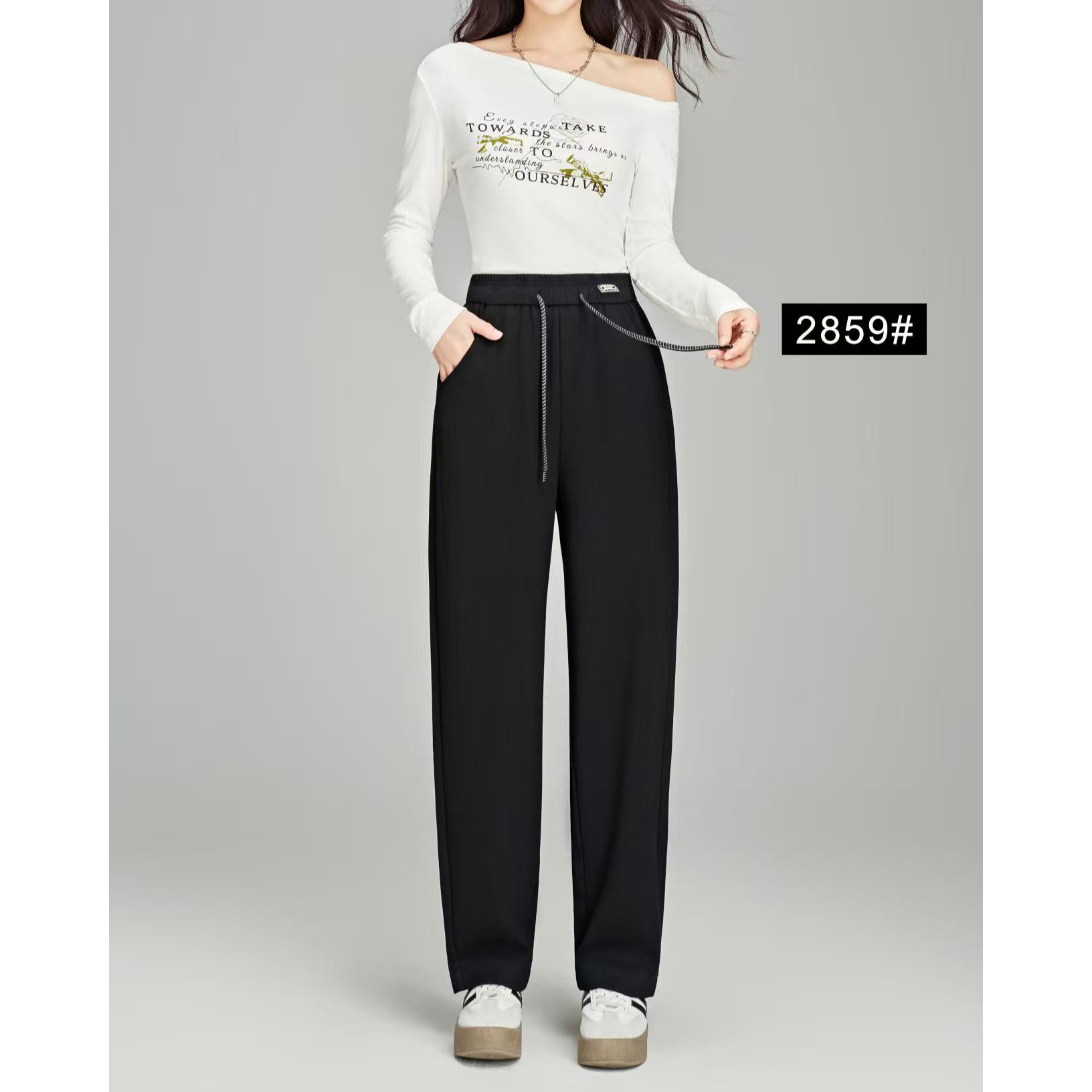 新款女士百搭休闲长裤2859