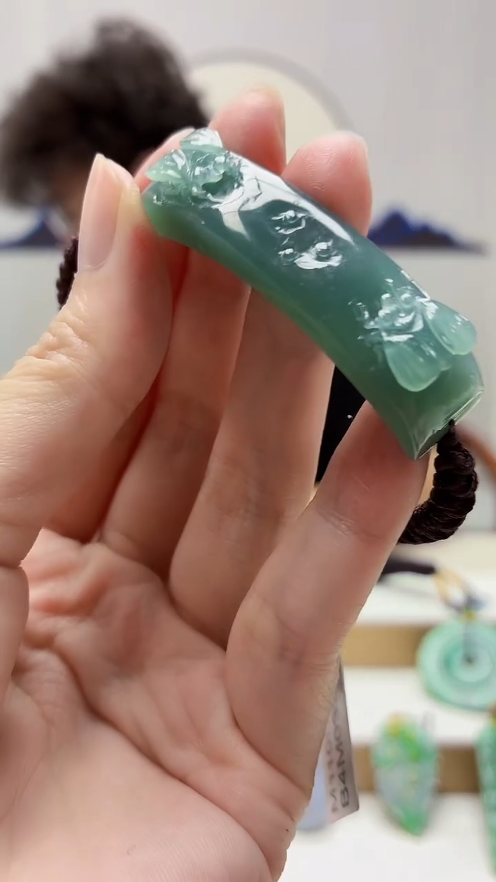 未镶嵌定制翡翠4688zm-毛货挂件40手牌