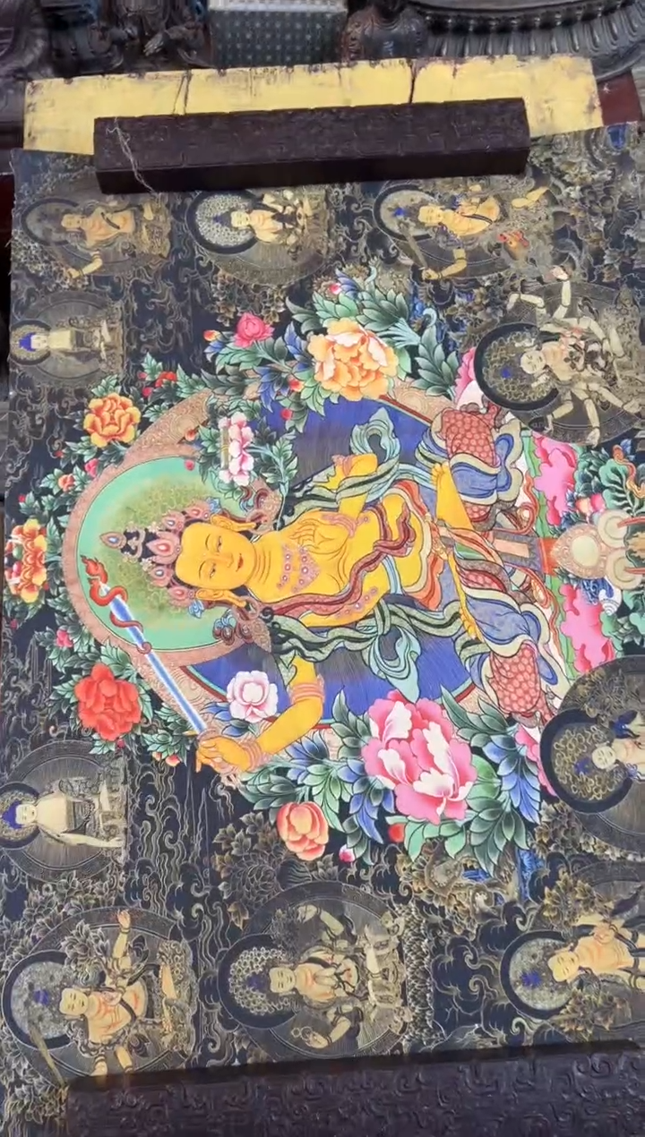 装裱画周总精选专属链接啊啊啊 A-012 黑金 文殊菩萨