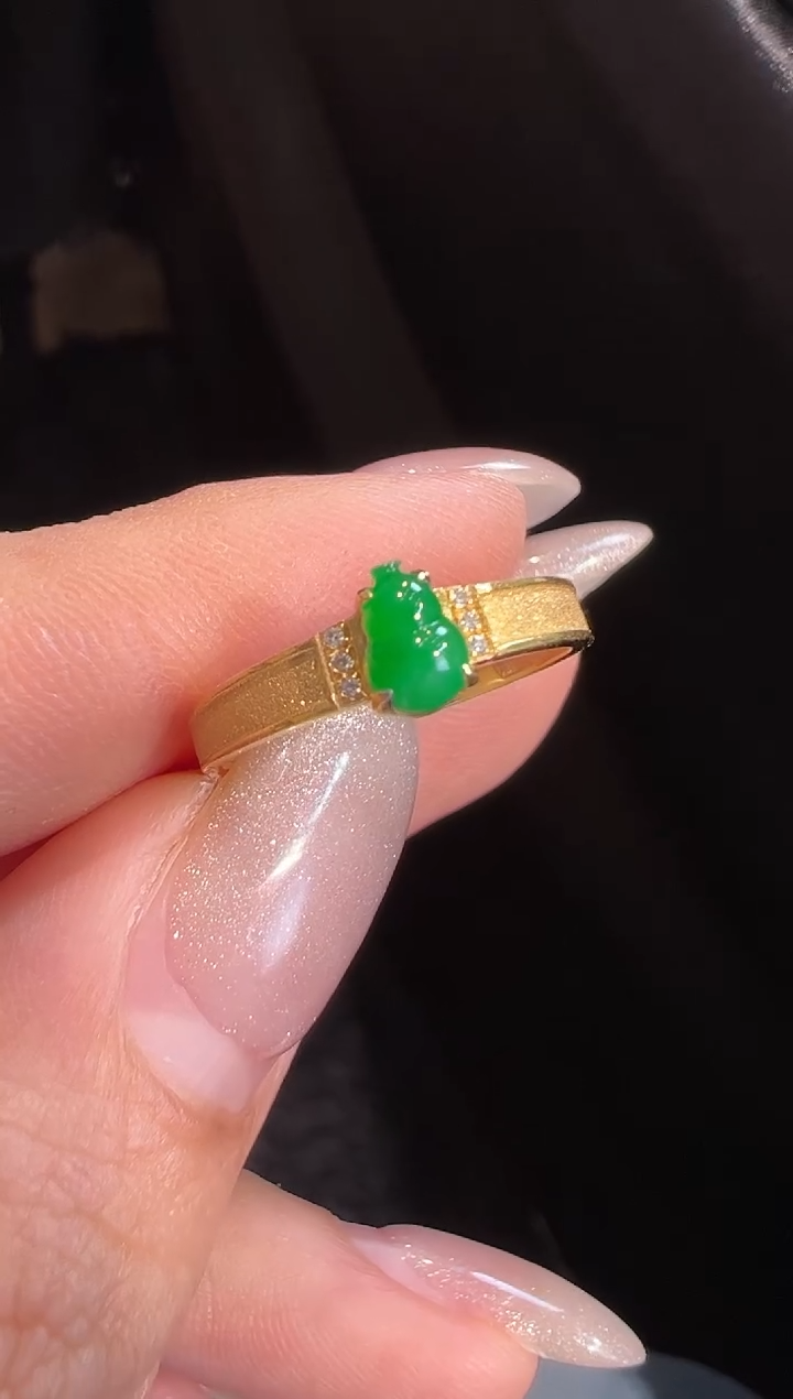 【闪购商品】翡翠戒指18K金镶嵌戒指