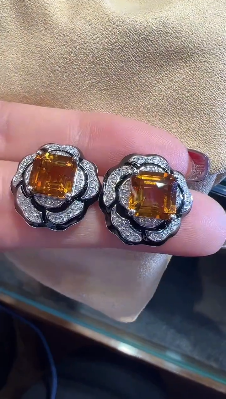 银S925镶嵌耳饰水晶水晶耳钉