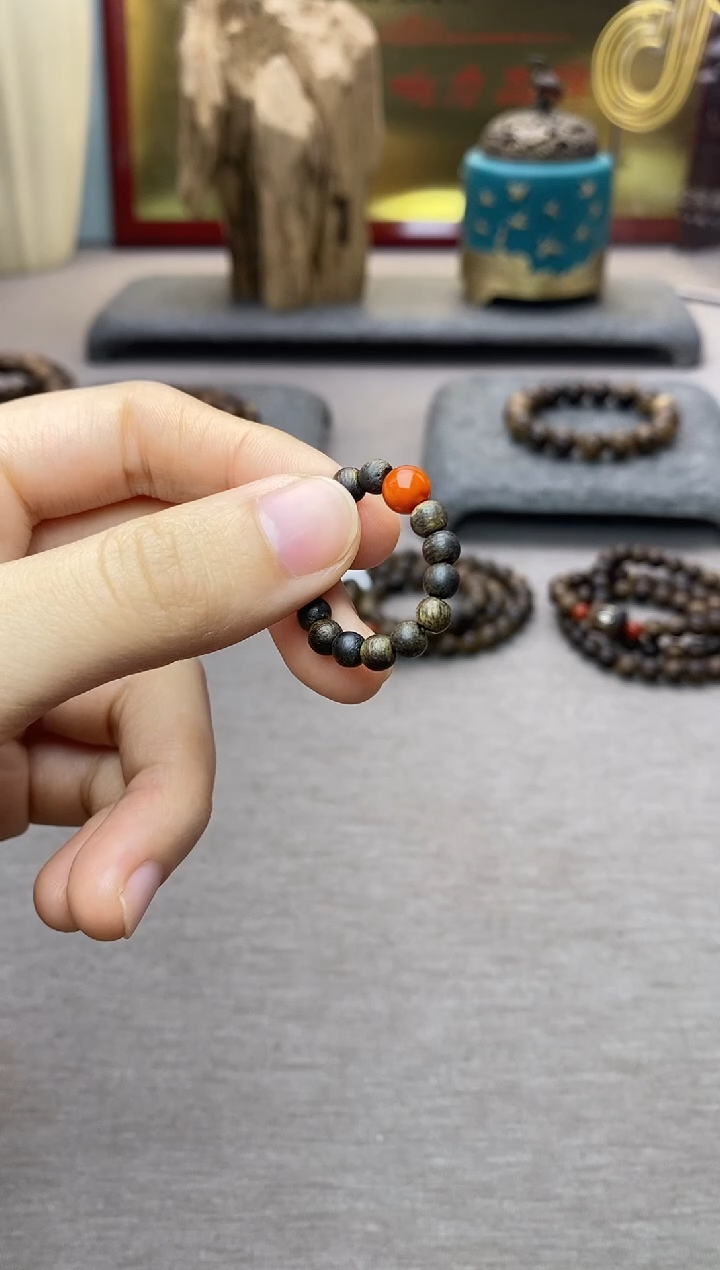 【闪购商品】沉香沉香碎屑白棋戒指04   