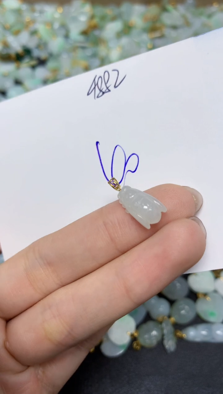 【闪购商品】翡翠颈饰18K金镶嵌天然翡翠A货1