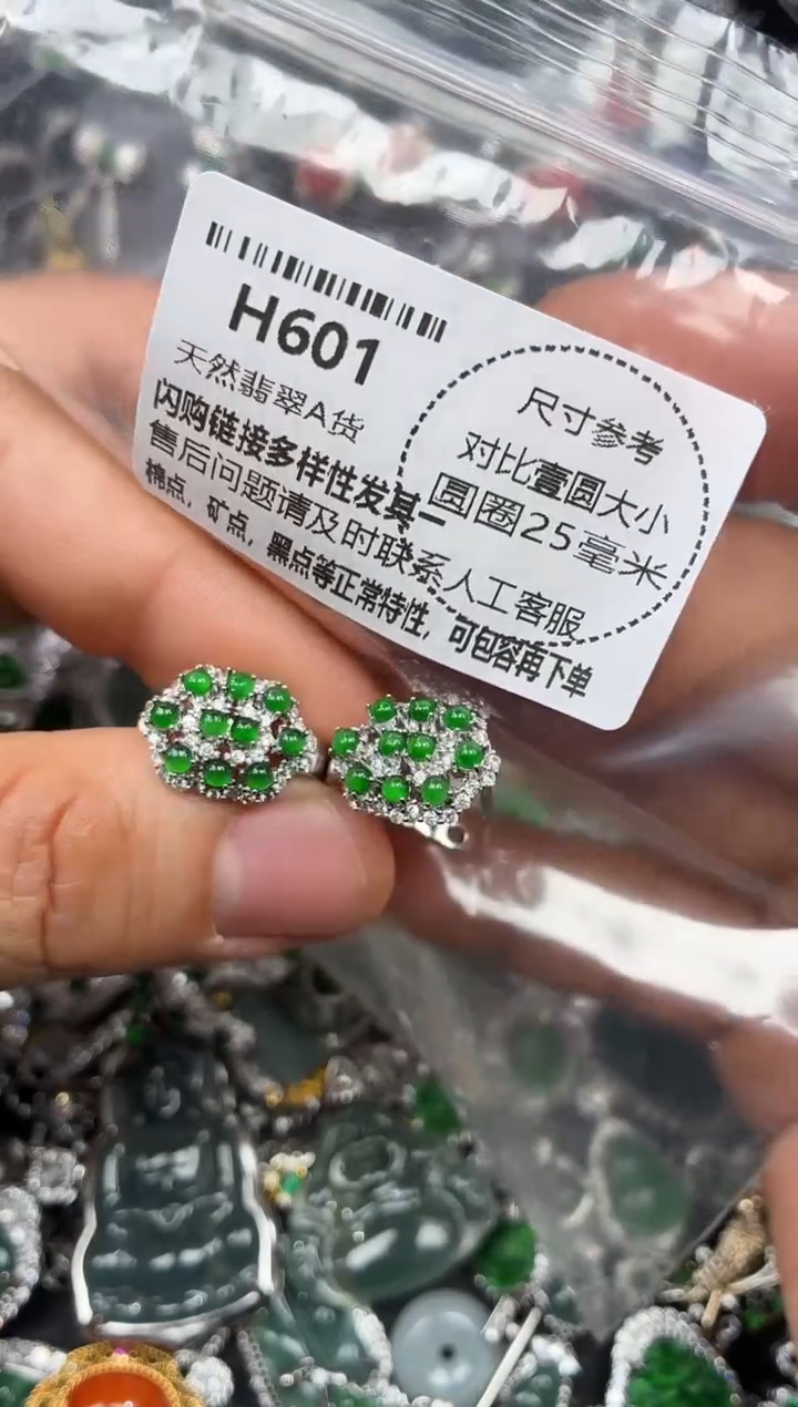颈饰未镶嵌翡翠H601耳扣