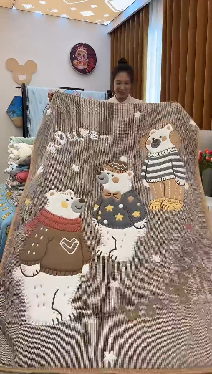 棉质花三只熊-150x200