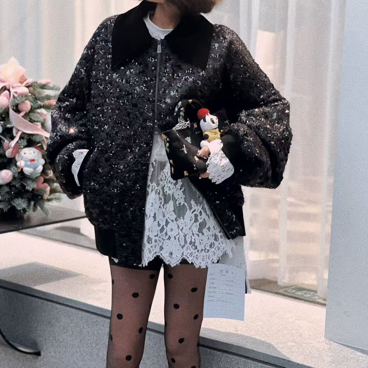 【NANA】璀璨星夜        亮片落肩外套17004