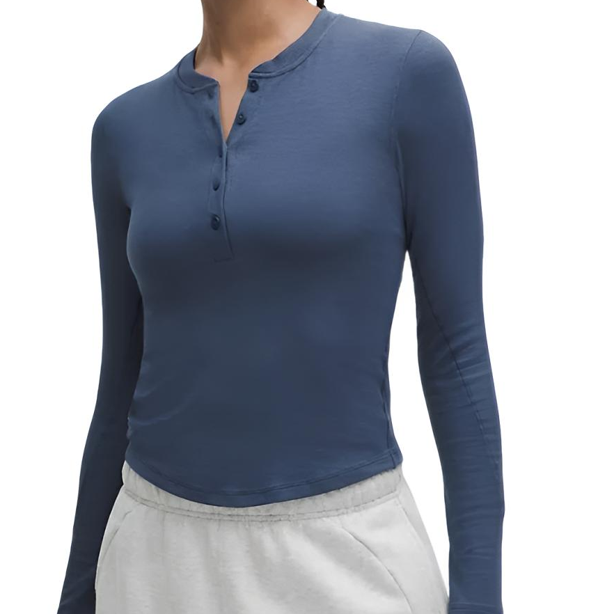 lululemon/露露乐蒙【折】Hold Tight LS Henley亨利领螺纹修身长袖