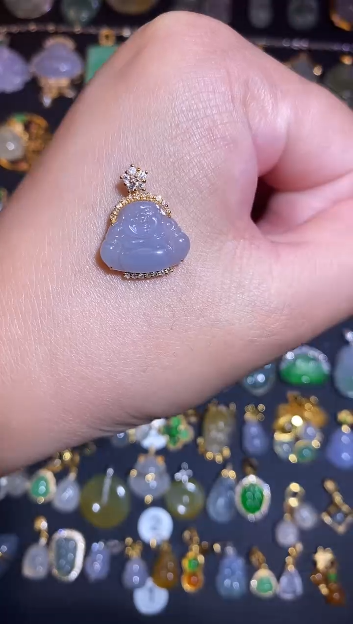 翡翠银S925镶嵌颈饰拾**麻天然A货翡翠