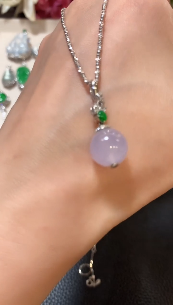 吊坠(不含链)18K金镶嵌翡翠z45紫色有色差