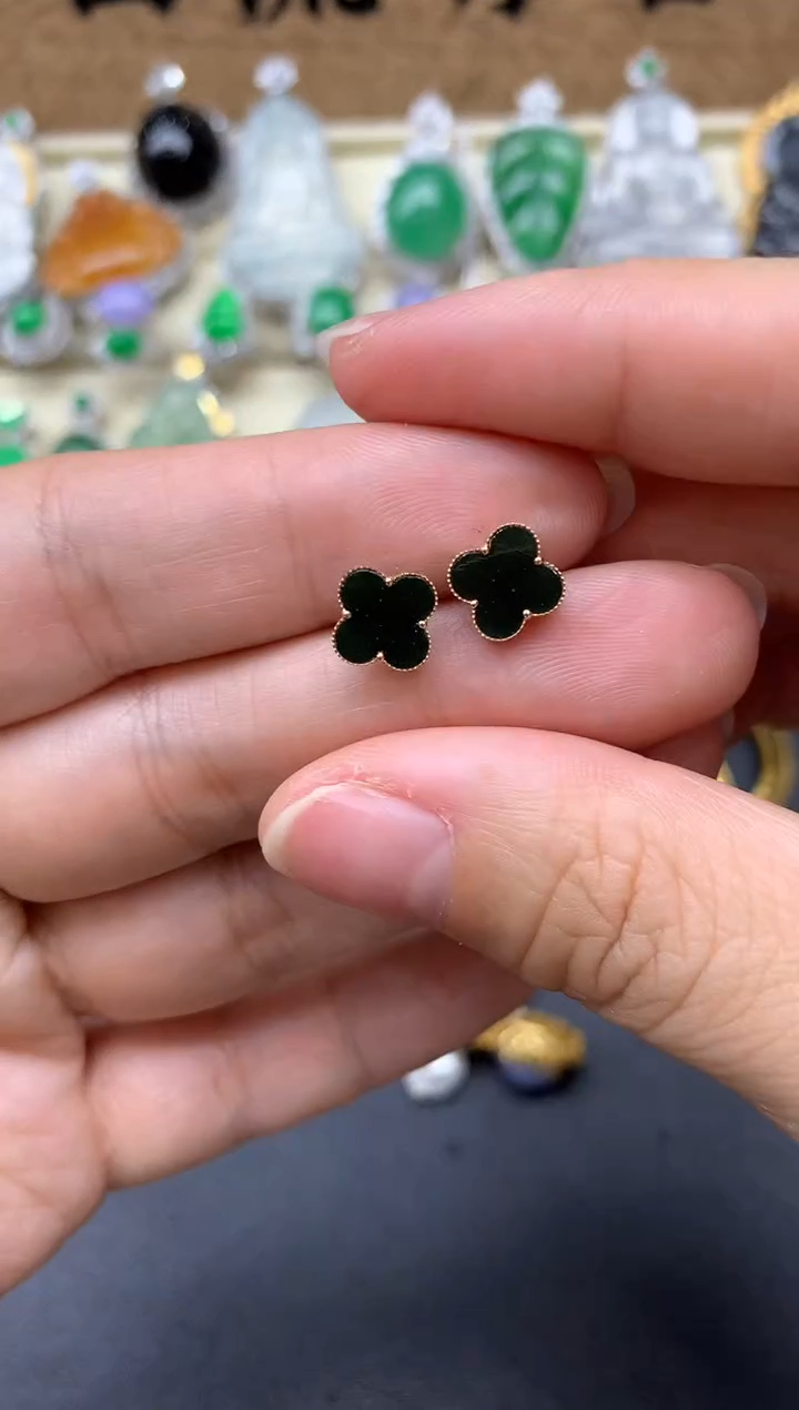 【闪购商品】翡翠耳饰18K金镶嵌242-中国好珍宝