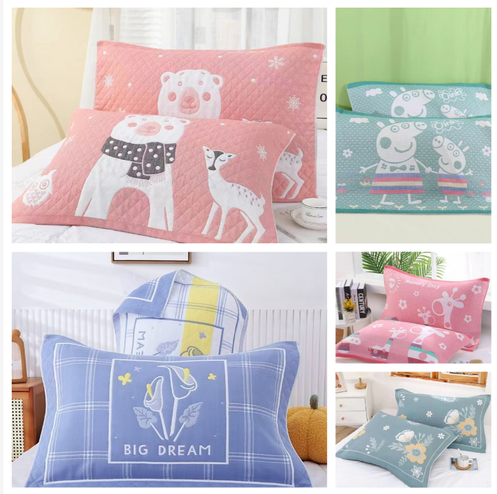 随机花型52*78纱布舒适柔软枕巾（颜色随机）（花型随机（不接受备注）