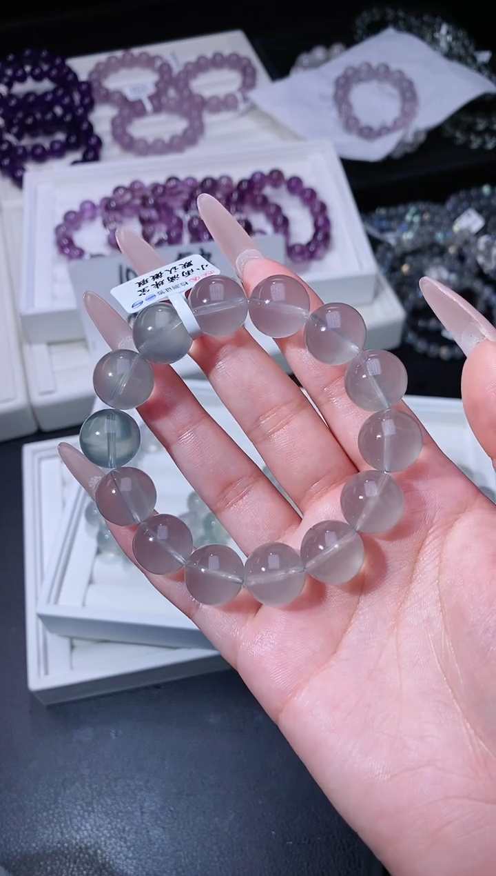 手链未镶嵌萤石529.35烟青萤石手串 多样性发其一