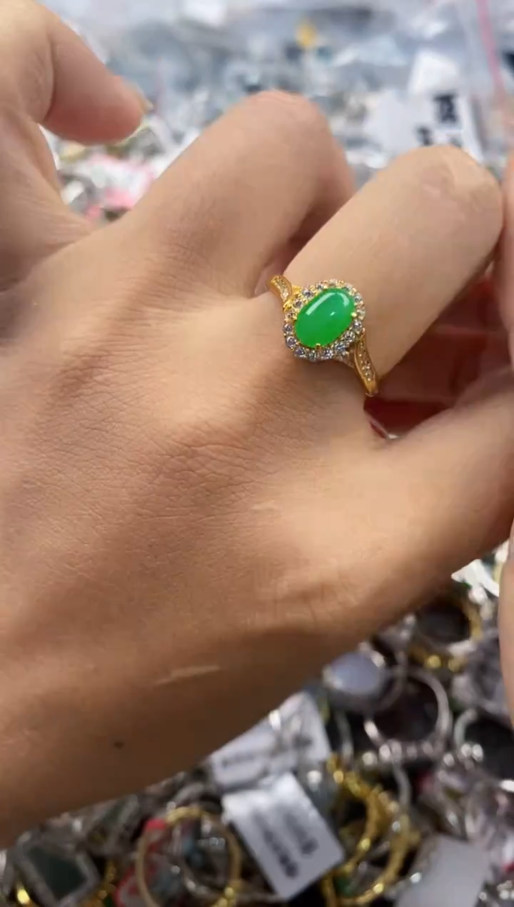 银S925镶嵌戒指翡翠111                   5