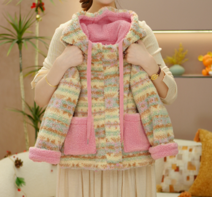 逗小铺【七尚】双面穿加厚连帽加绒棉袄洋气女宝时尚韩版棉服Q786