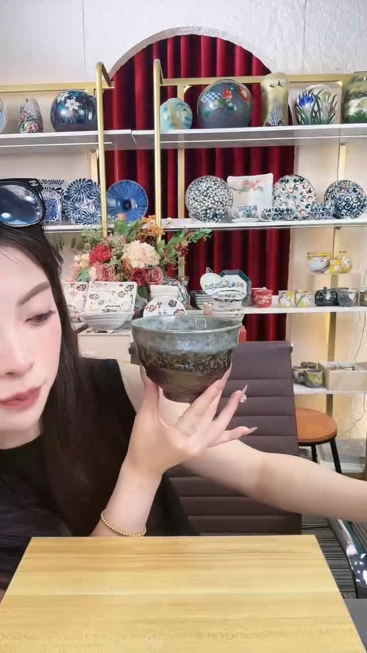 陶瓷手绘12.5cm高脚碗-绿色