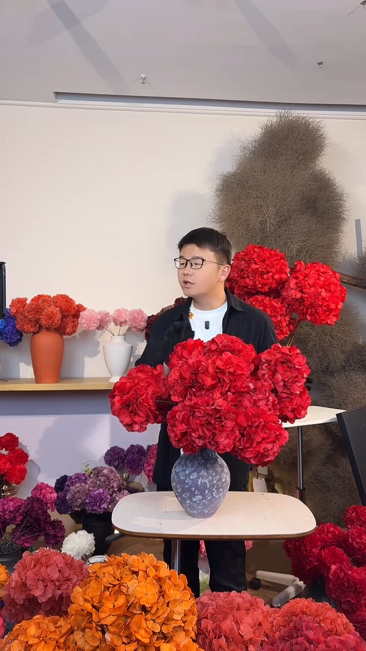 漂色永生绣球花球20枝—吸色红色花球