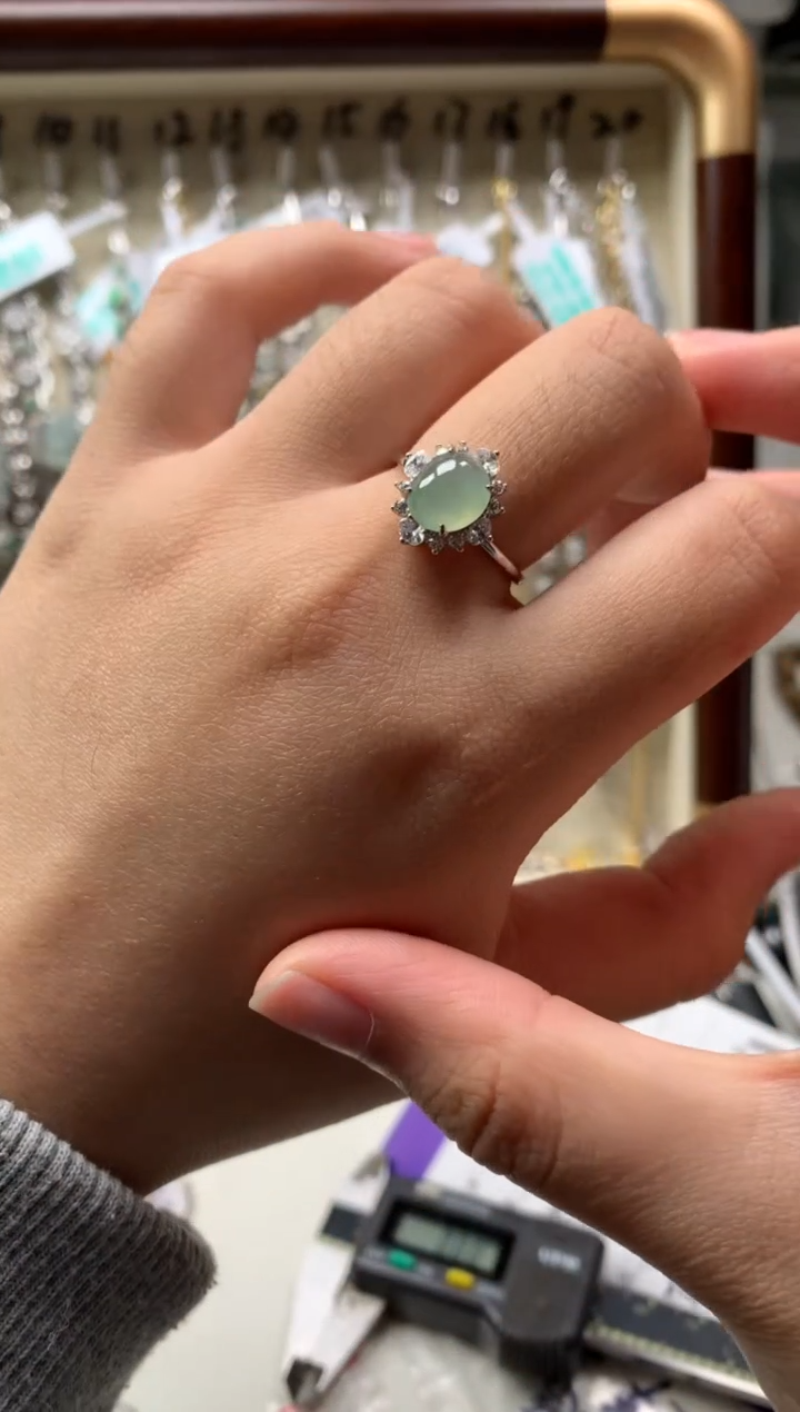 银S925镶嵌戒指翡翠25