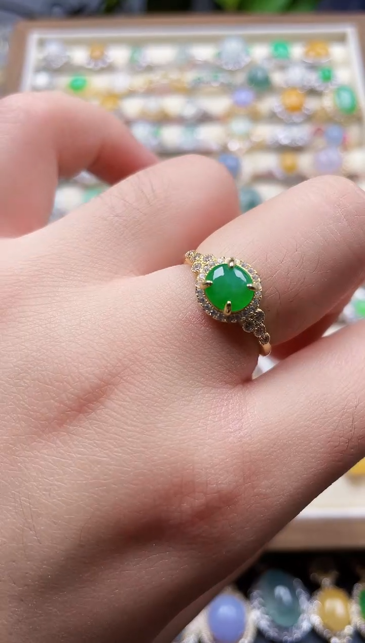 银S925镶嵌戒指翡翠96