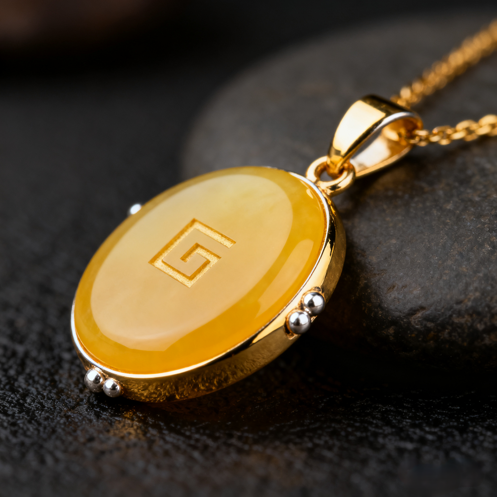 S925银镀金蜜蜡吊坠定制款赠送皮绳（多样性发货发其一）