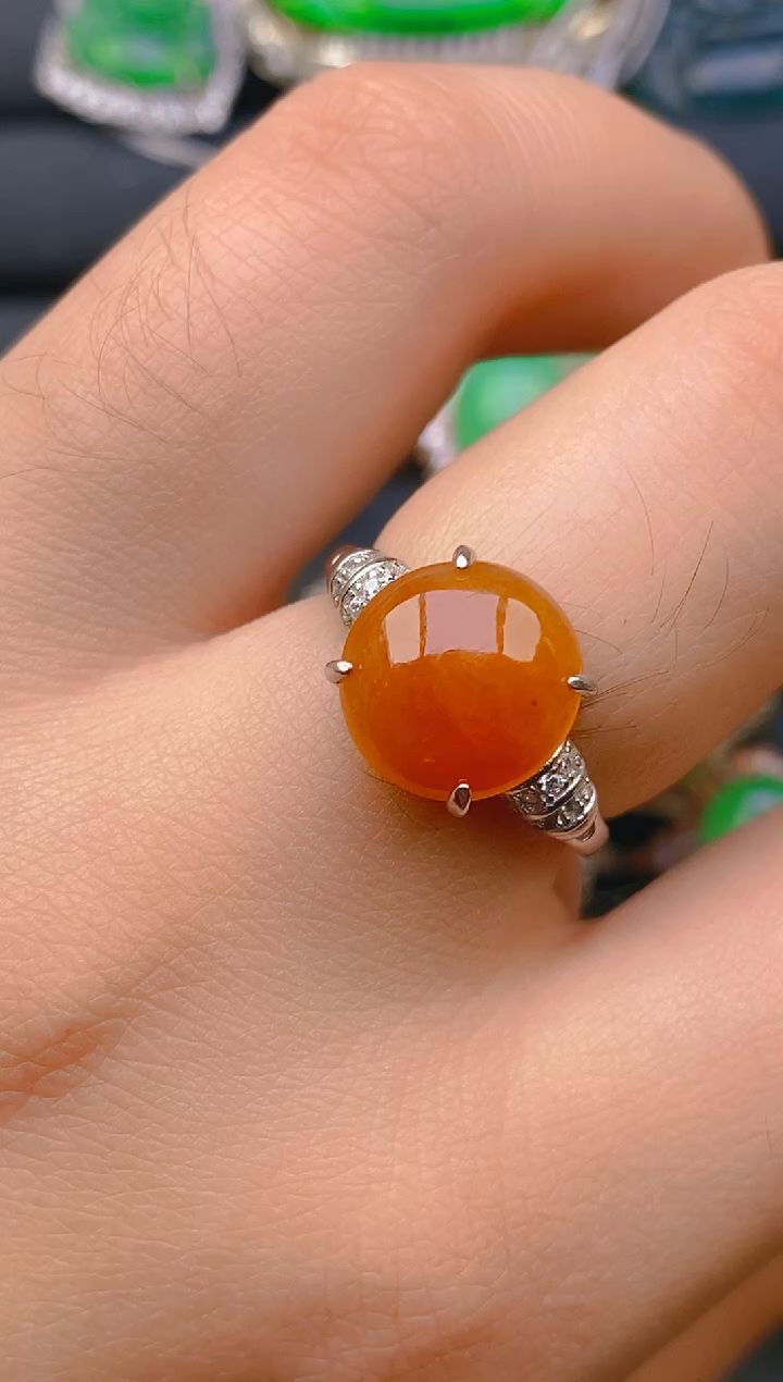 【闪购商品】翡翠戒指银S925镶嵌天然A货翡翠1