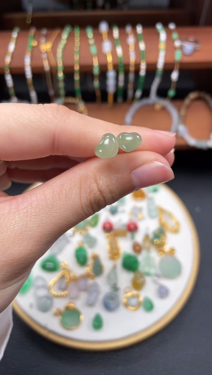 【闪购商品】翡翠耳钉18K金镶嵌2个  JK323