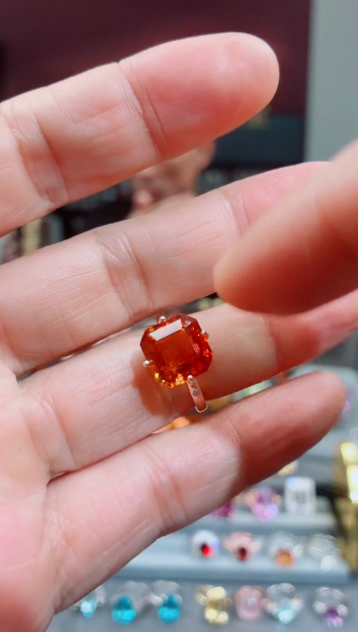 银S925镶嵌戒指黄晶黄晶戒指